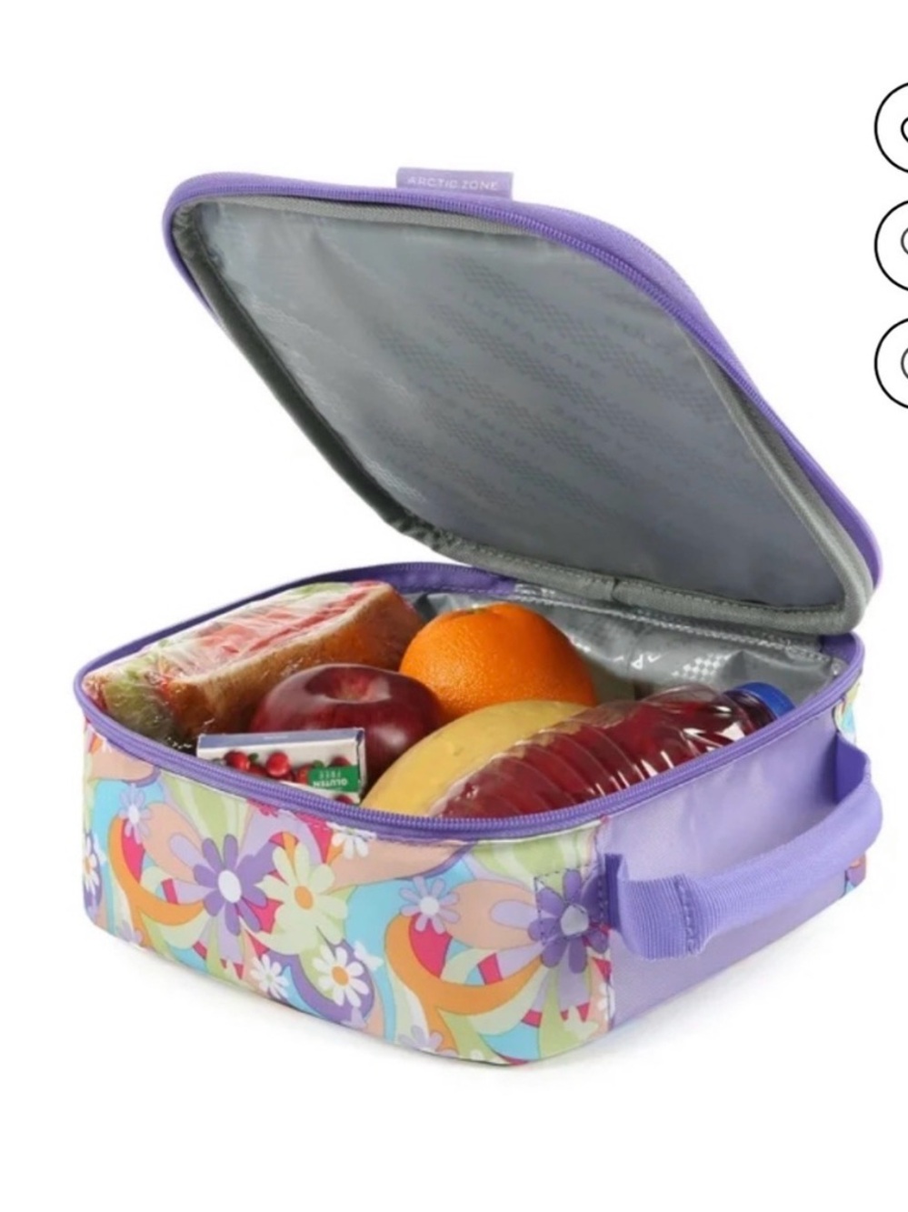 Arctic Zone Lunch Box Set Purple Floral Insulated w Bottle & Container NWT - Picture 8 of 10